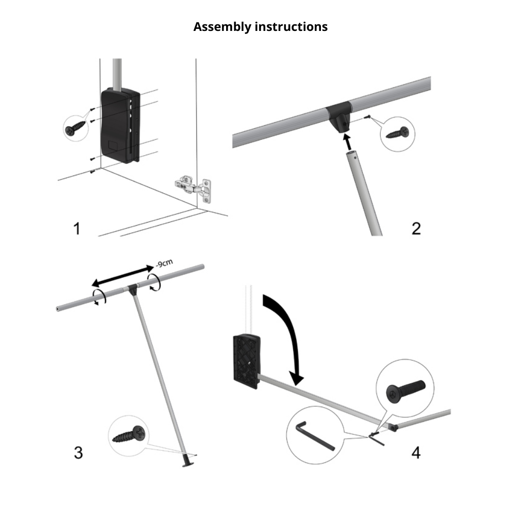 Pull Down Wardrobe Rail 450-600mm
