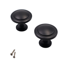 Round Cabinet Knob - Black Matt