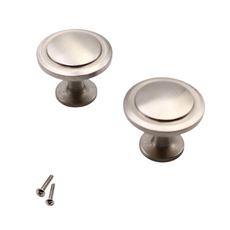 Round Cabinet Knob - Brushed Steel