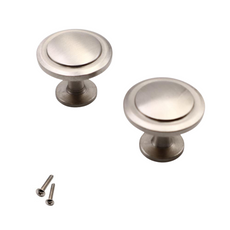 Round cabinet knob - Brushed Steel