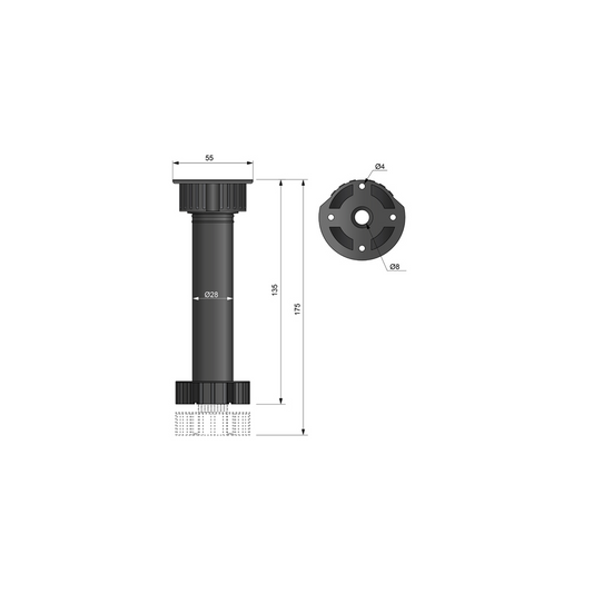 Kitchen Cabinet Leg 150mm - Black