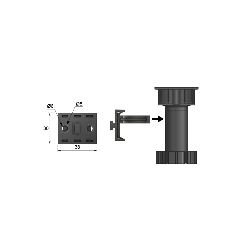 Aluminum Plinth Clip, Black