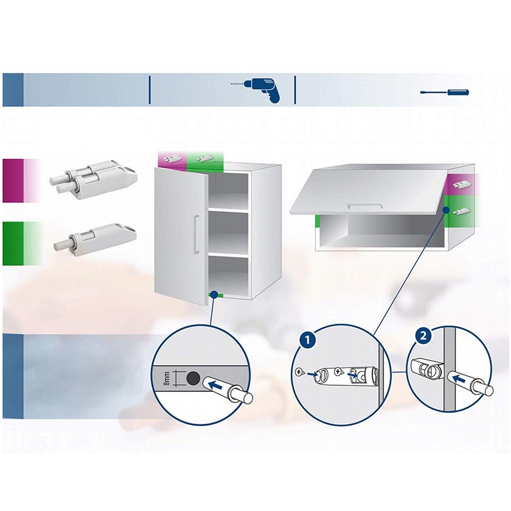 Soft-Close Cabinet Door Damper - White (10 psc)