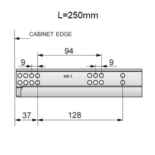 Soft-Close Concealed Undermount Drawer Runners, 3/4 Extension - 250mm