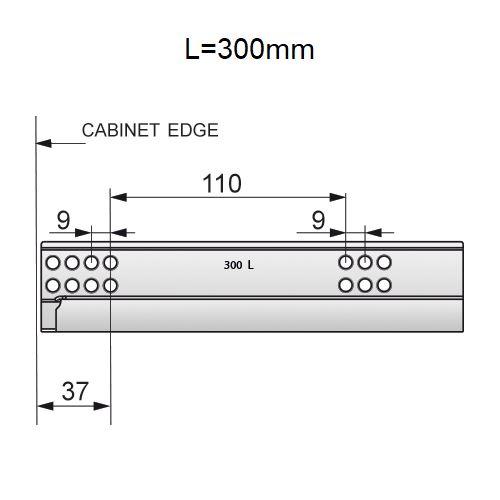 Soft-Close Concealed Undermount Drawer Runners, 3/4 Extension - 300mm