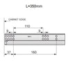 Soft-Close Concealed Undermount Drawer Runners, 3/4 Extension - 350mm