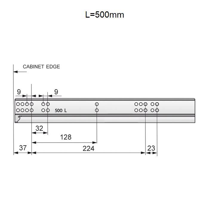 Soft-Close Concealed Undermount Drawer Runners, 3/4 Extension - 500mm