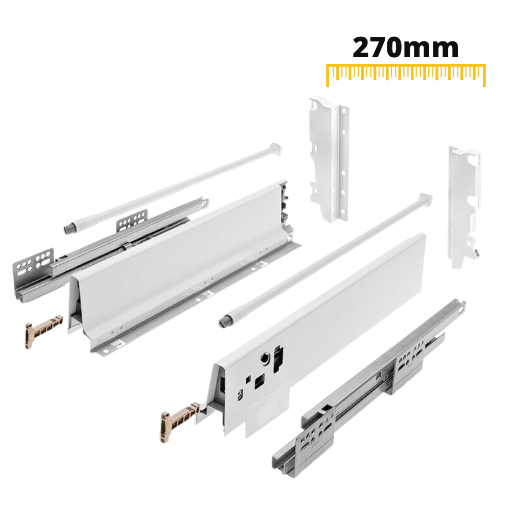 Soft-Close Drawer System, HIGH, H: 185mm, White 270mm