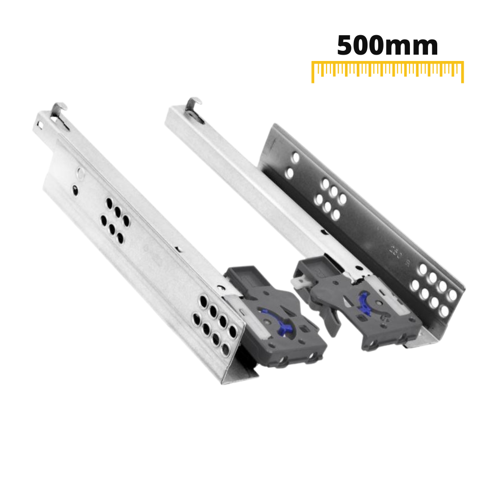 Soft-Close Concealed Undermount Drawer Runners, 3/4 Extension - 500mm