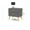 INGRID - Scandinavian Bedside Table - Nightstand with 2 Drawers - Anthracite Grey H45cm W45cm D30cm