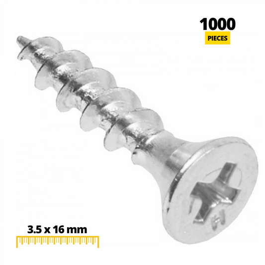 Wood Screws PH2 3.5x16mm White Zinc (1000 pcs)