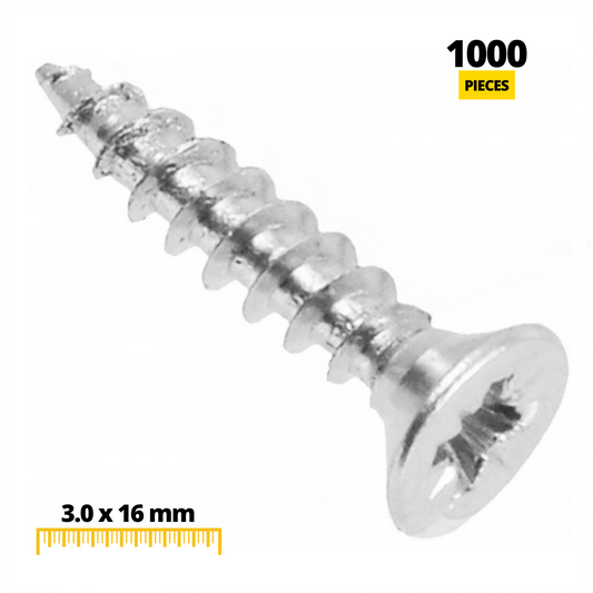Wood Screws PZ1 3.0x16mm White Zinc (1000 pcs)