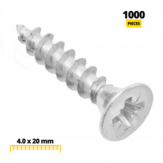 Wood Screws PZ2 4.0x20mm White Zinc (1000 pcs)