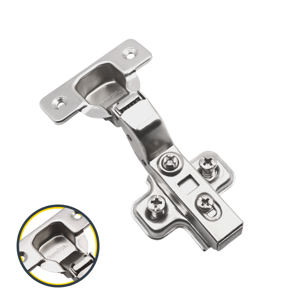 Soft-Close Hinge, H0 Mounting Plate with EURO Screws, Flush Doors