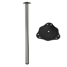 Adjustable Furniture Leg 1100mm - Steel Mounting Plate - Brushed Nickel