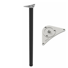 Adjustable Furniture Leg 1100mm - ZnAl Mounting Plate - Black