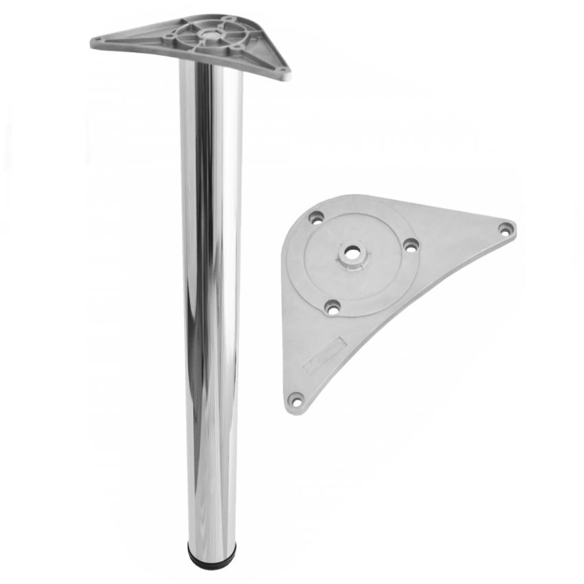 Adjustable Furniture Leg 1100mm - ZnAl Mounting Plate - Chrome