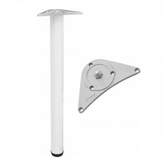 Adjustable Furniture Leg 710mm - ZnAl Mounting Plate - White