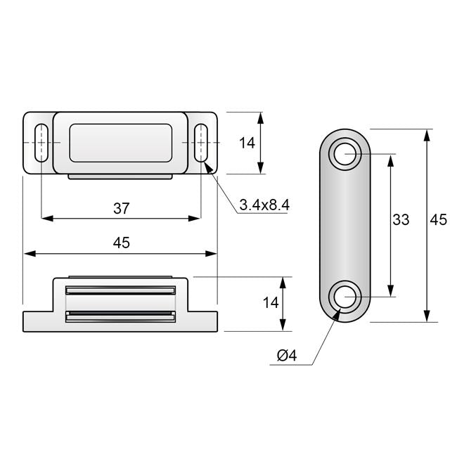 Black Magnetic Door Catch