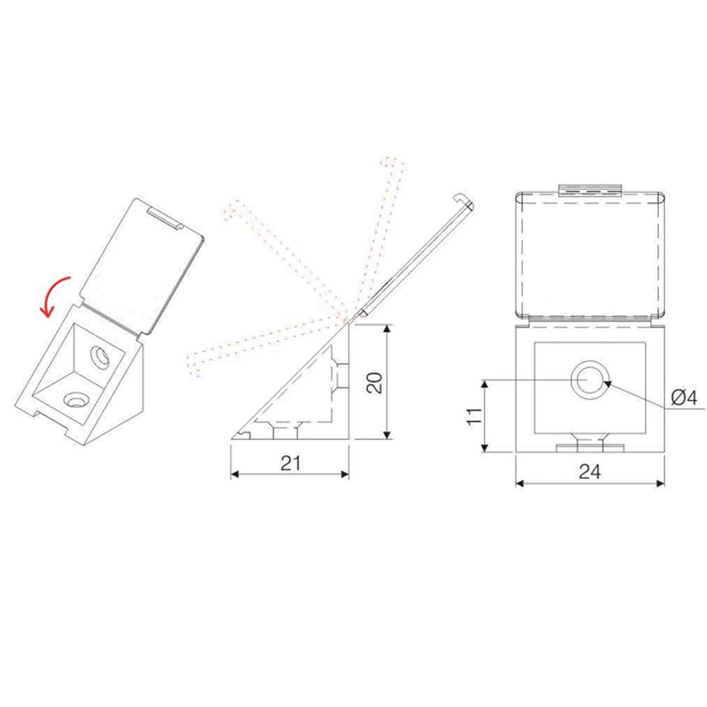 Cabinet corner braces plastic - Black 100pcs