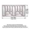 Cutlery Tray for Drawer, Cabinet Width: 1000mm, Depth: 490mm - Metallic