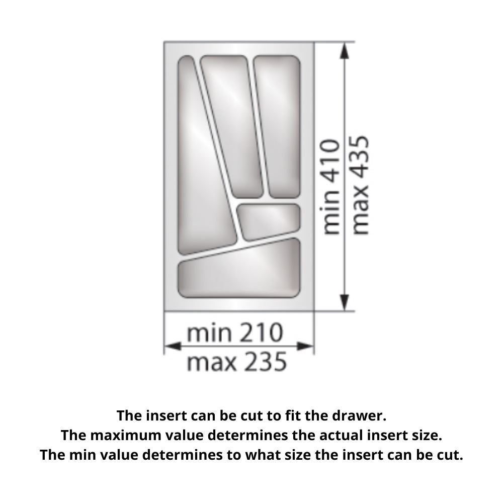 Cutlery Tray for Drawer, Cabinet Width: 300mm, Depth: 430mm - Metallic