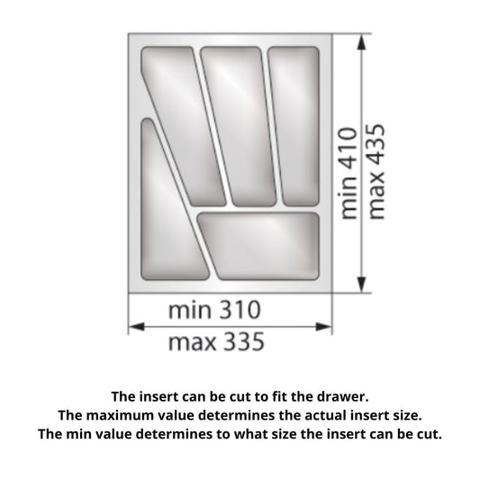Cutlery Tray for Drawer, Cabinet Width: 400mm, Depth: 430mm - Metallic Cutlery Tray NTP