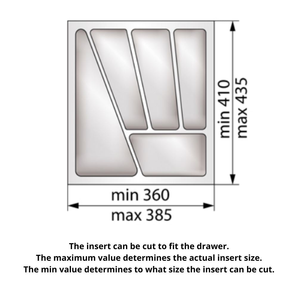 Cutlery Tray for Drawer, Cabinet Width: 450mm, Depth: 430mm - Metallic