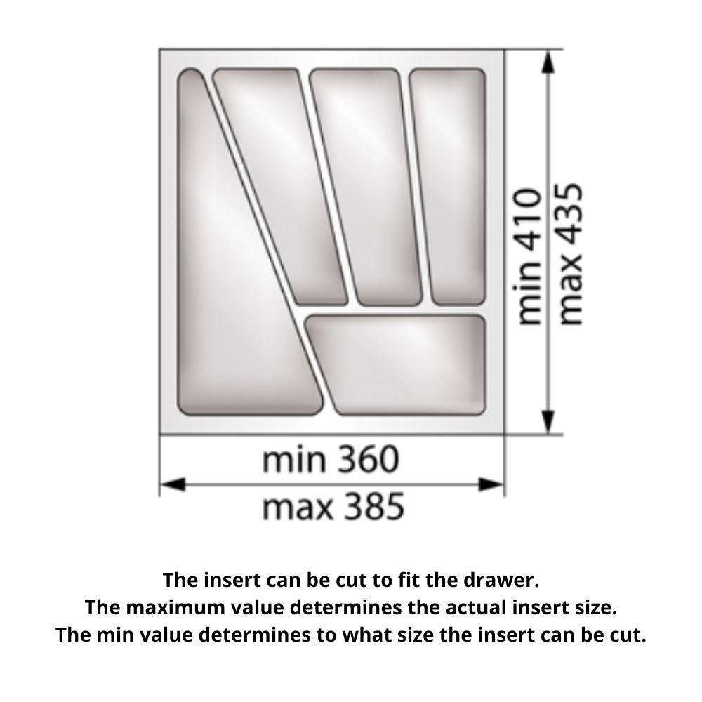 Cutlery Tray for Drawer, Cabinet Widths: 450mm, Depth: 430mm, White