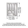 Cutlery Tray for Drawer, Cabinet Width: 450mm, Depth: 490mm - Metallic