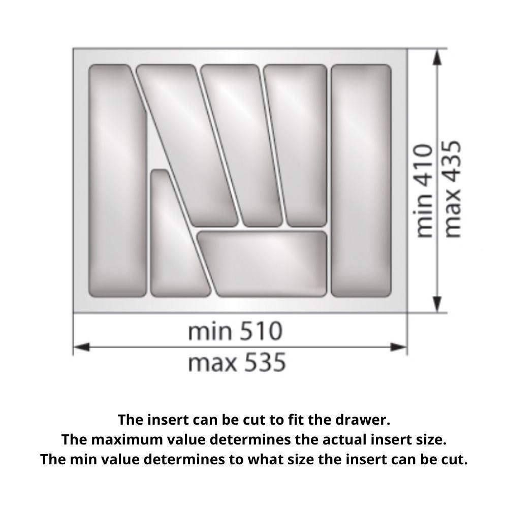 Cutlery Tray for Drawer, Cabinet Widths: 600mm, Depth: 430mm, White
