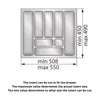 Cutlery Tray for Drawer, Cabinet Width: 600mm, Depth: 490mm - White