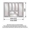 Cutlery Tray for Drawer, Cabinet Width: 700mm, Depth: 430mm - White