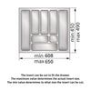 Cutlery Tray for Drawer, Cabinet Width: 700mm, Depth: 490mm - White