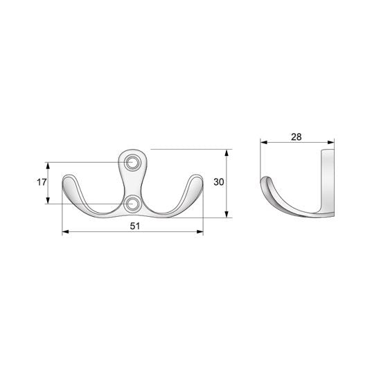 Double Robe Hook - Aluminum WP01