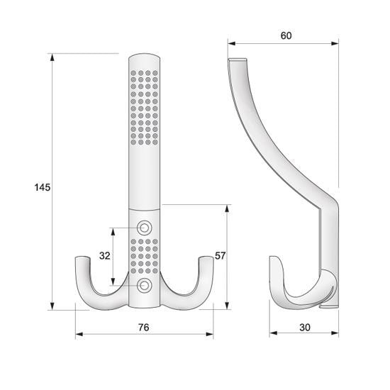 Double robe hook - Aluminium WP05 NTP