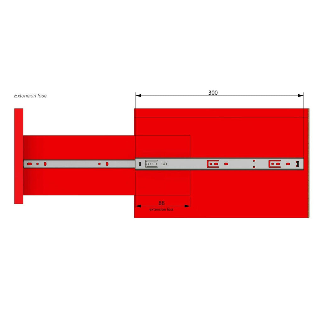 Drawer Runners Ball Bearing 300mm - H27 (Right and Left Side)