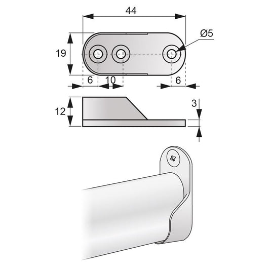 Fixture for 15x30mm Oval Bar, Nickel NTP