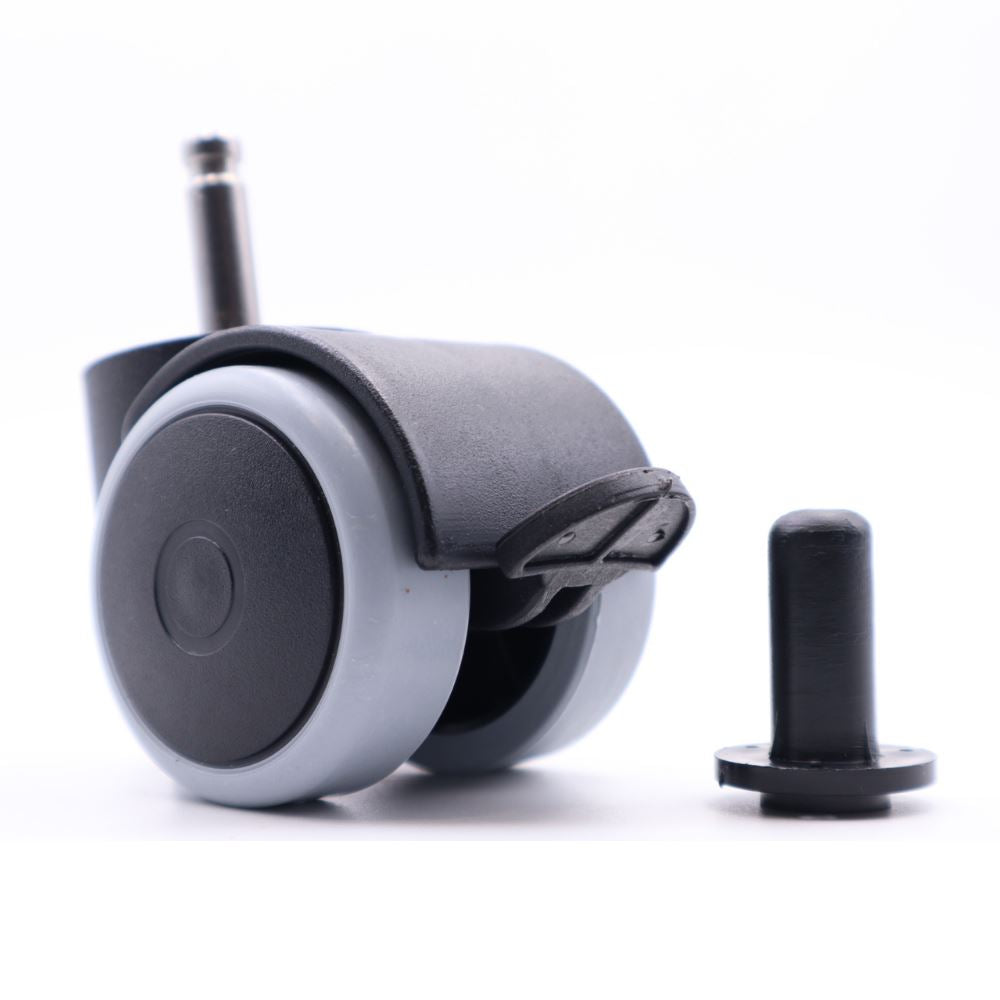 Furniture rubber swivel wheel with mounting pin 8mm, brake and sleeve Ø50mm Furniture wheels ATM