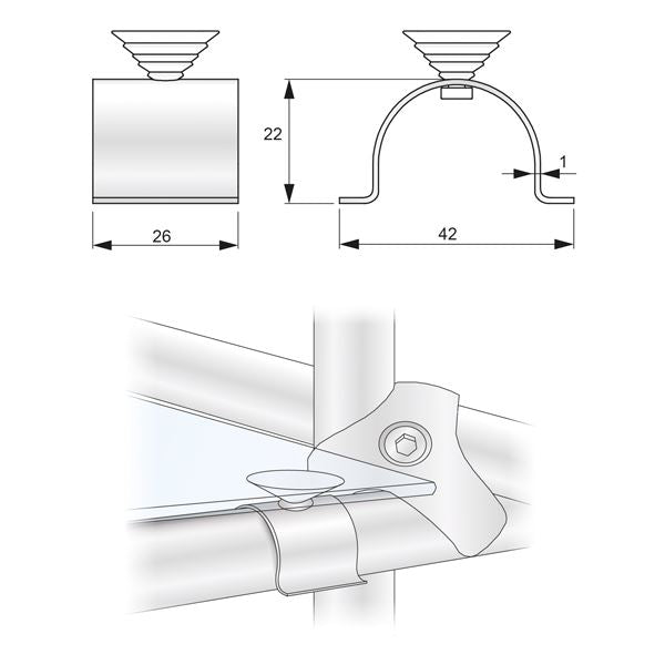 Glass Shelf Support with Suction Cup, Chrome