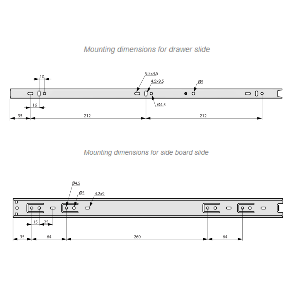 Set of Ball Bearing Slides (left and right), H35