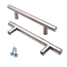 T-Bar Furniture Pull Handle 128mm (200mm total length) ﻿Brushed Steel/Nickel