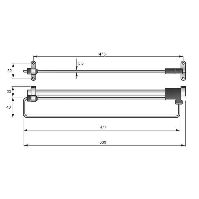 Pull Out Wardrobe Rail 500mm - Chrome
