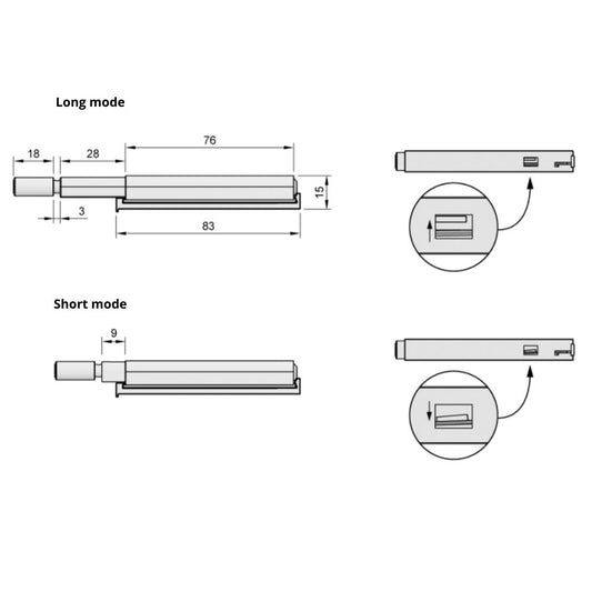 Push to Open latch - Springless Hinges - with magnetic tip Furnica