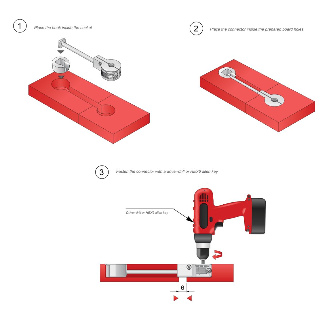 "Quick" Worktop Connector 150mm NTP