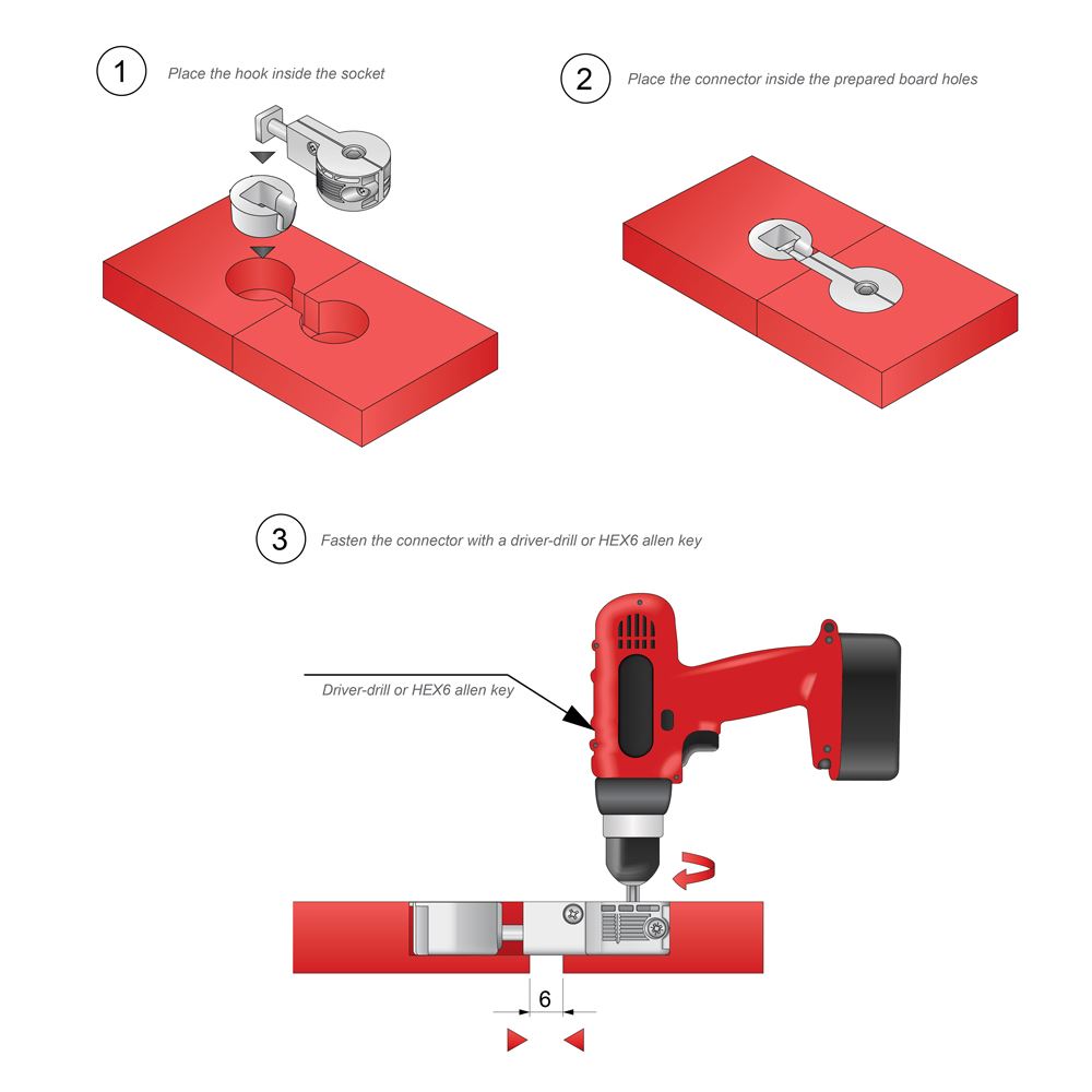 "Quick" Worktop Connector 64mm NTP