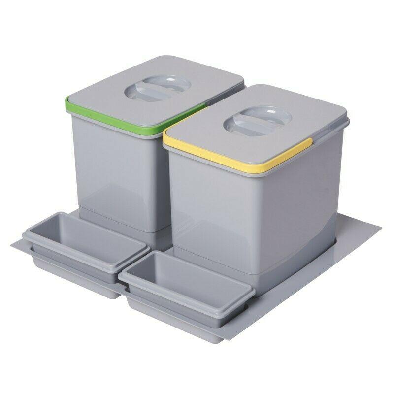 Recycling Bins for Kitchen - 60cm - 2 Buckets (2x15L)