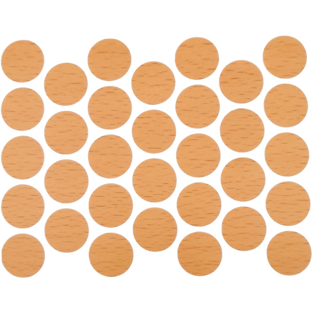 Screw Cover Caps Self-Adhesive - Beech 18mm