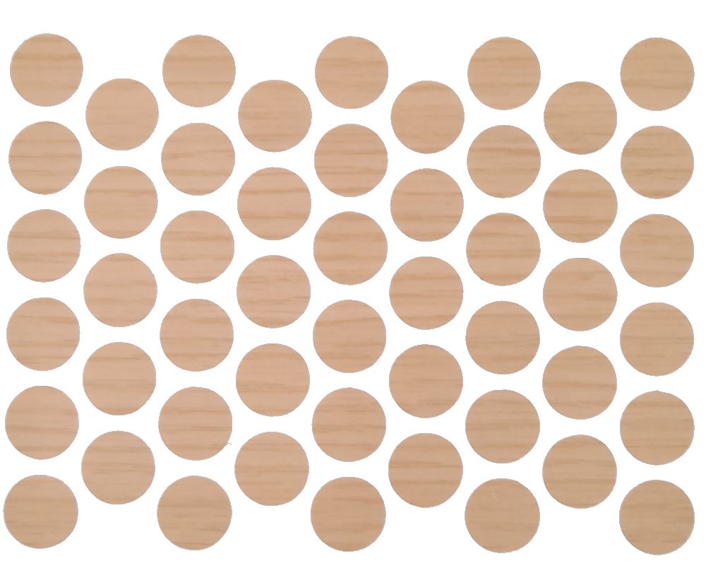 Screw cover caps Self-Adhesive - Corrugated Oak 14mm Furnica