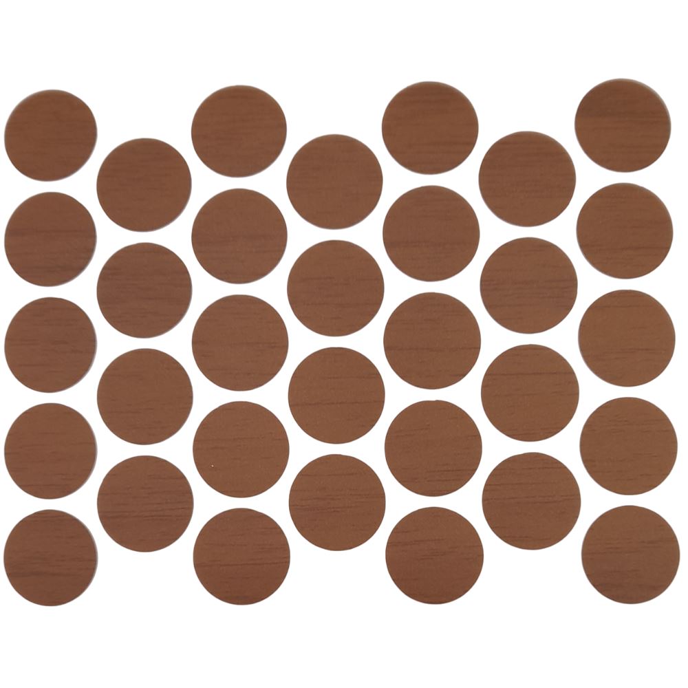 Screw cover caps Self-Adhesive - Dark Walnut 18mm Furnica